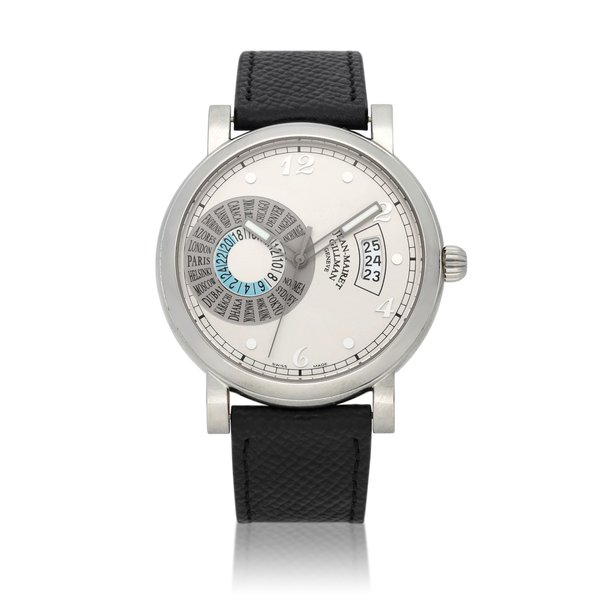 Jean-Mairet & Gillman Hora Mundi II | Limited edition stainless steel time-zone wristwatch with date | Circa 2005