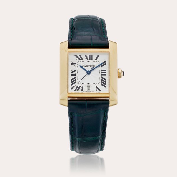 Cartier Reference 1840 Tank Française | A yellow gold rectangular automatic wristwatch with date, Circa 2001