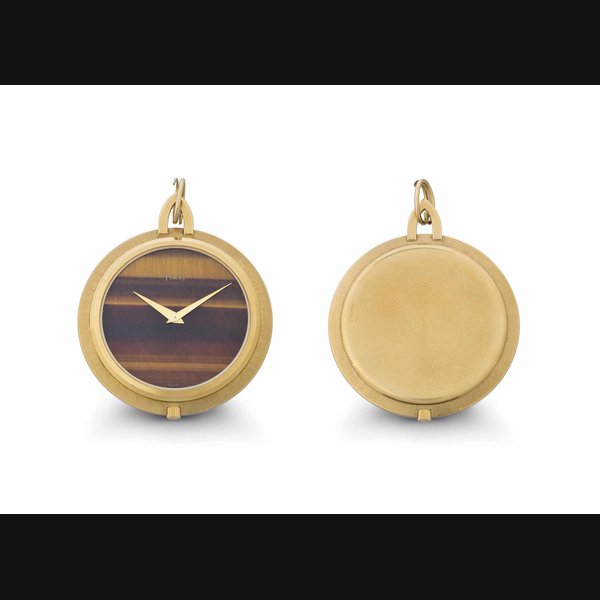 Piaget. An 18k Gold and Tiger's Eye Openface Keyless Lever Dress Watch SIGNED PIAGET, MOVEMENT NO. 688'602, CASE NO. 990, MANUFACTURED IN 1968