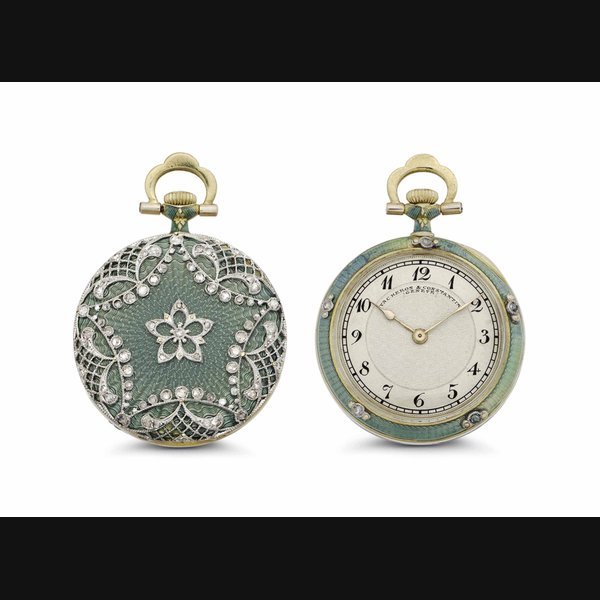 Vacheron Constantin Vacheron Constantin. A Fine 18k Gold, Enamel and Diamond-set Openface Keyless Lever Pendant Watch SIGNED VACHERON CONSTANTIN, RETAILED BY R. CARASSALE, MONTEVIDEO, MOVEMENT NO. 343'124, CASE NO. 211'241, MANUFACTURED IN 1908