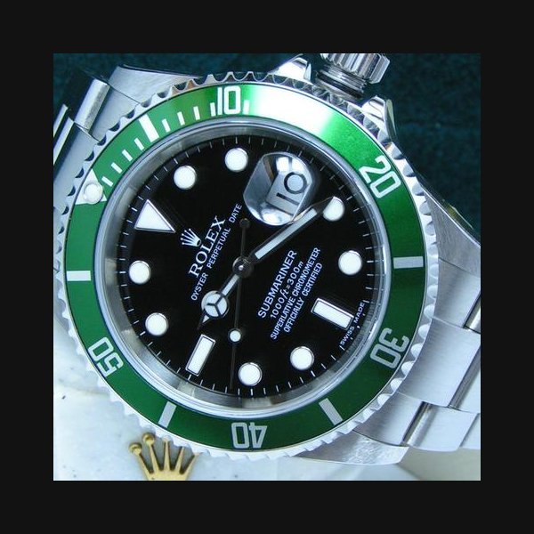 Rolex Rolex Submariner Date2005 Submariner "Kermit" NOS with STICKERS Boxes Papers Black Dial Green Bezel 16610LV