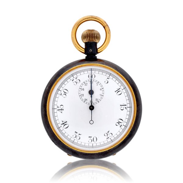 Swiss A gun metal open-faced stop-watch together with two nickel cased pedometers Circa 1925