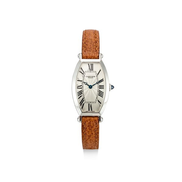 Cartier Tonneau, Reference 2555C | A platinum wristwatch, Circa 2000 | 卡地亞 Tonneau 型號2555C | 鉑金腕錶，約2000年製 · 2555C