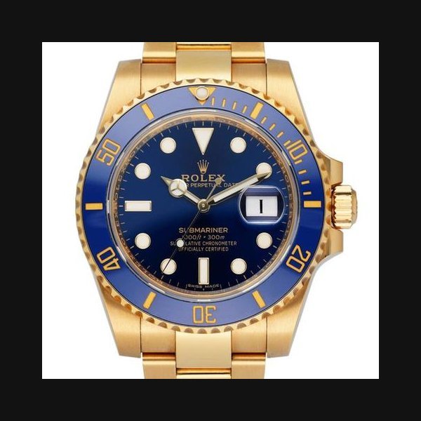 Rolex Rolex Submariner Date116618LB Blue Dial 18K Yellow Gold Mens Watch Box & Papers