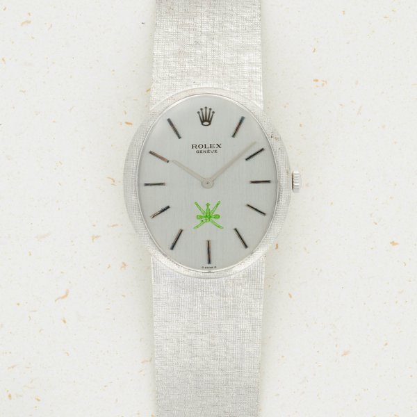 Rolex Rolex White Gold Bracelet Watch Cellini With Green Khanjar Retailed by Khimji Ramdas Oman · 4094