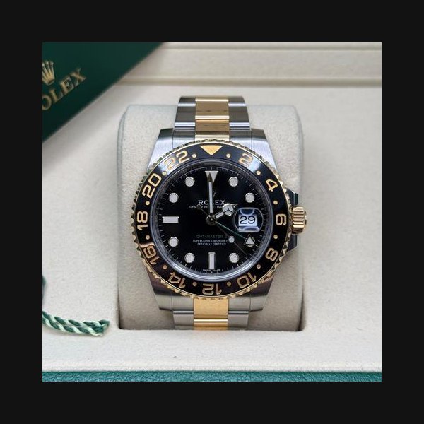 Rolex Rolex GMT-Master IIBlack Dial Two Tone Yellow Gold Black Ceramic Bezel Oyster Bracelet