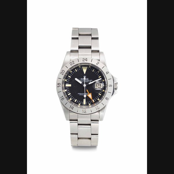 Rolex Rolex. A Fine Stainless Steel Automatic Wristwatch with 24 Hours Indication, Date, Center Seconds and Bracelet Signed Rolex, Oyster Perpetual Date, Explorer II, Ref. 1655, Case no. 2’728’245, Manufactured in 1971