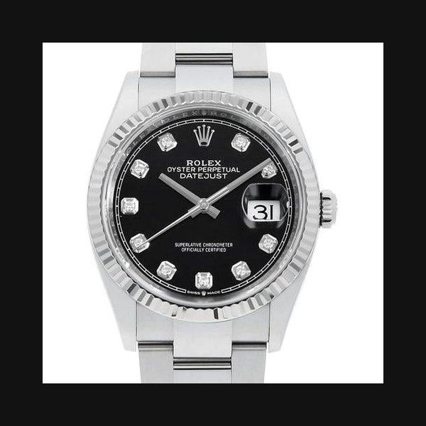 Rolex Rolex Datejust36 10P diamond 126234G black 3 row oyster bracelet Random Number USED mens