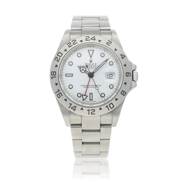 Rolex 'Polar' Explorer II, Ref. 16570  Stainless steel dual time zone wristwatch with date, 24-hour indication and bracelet, Circa 2002 · 16570
