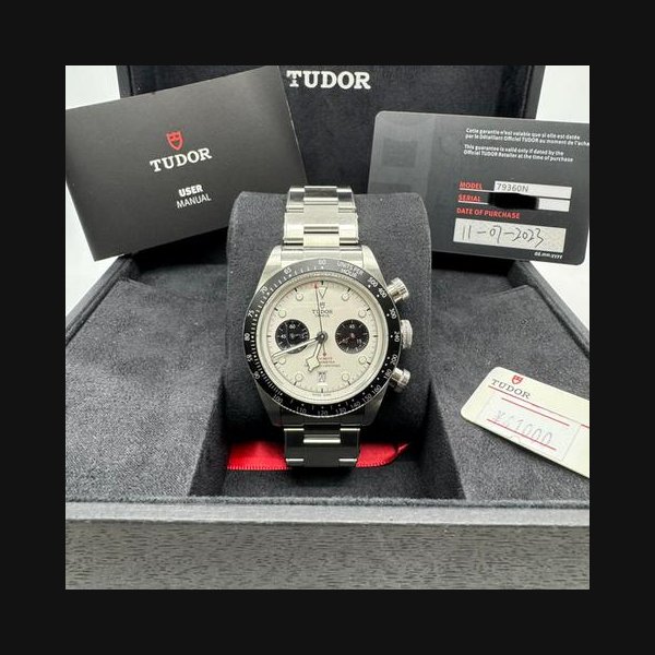 Tudor Black Bay2023 TUDOR 79360-0012 Black Bay Chrono 41mm Oyster Bracelet White Dial Full Set Ref. M79360N-0012