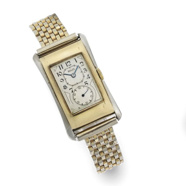 Rolex. A 9ct two colour gold manual wind bracelet watch Prince Brancard, Ref:971, Serial No.735**, Glasgow Import mark for 1930