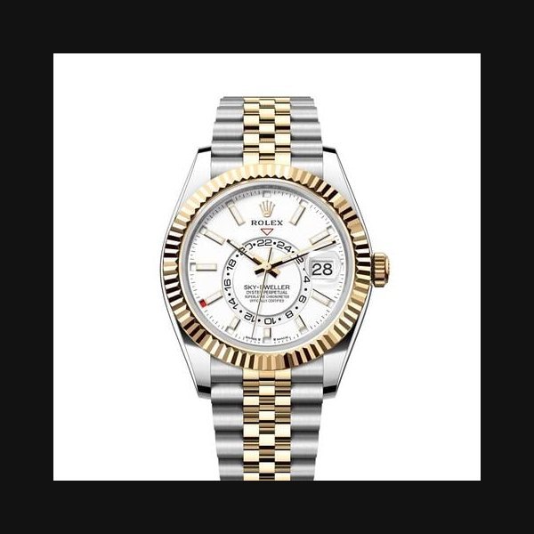 Rolex Rolex Sky-DwellerWhite Dial Two Tone Yellow Gold Fluted Bezel Oyster Bracelet