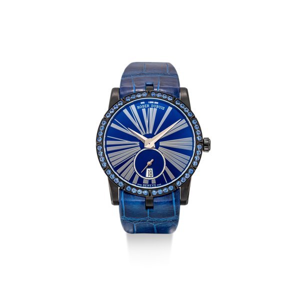Roger Dubuis Roger Dubuis | Excalibur 36, Reference DBEX0612, A limited edition blackened titanium and sapphire-set wristwatch with date, Circa 2017 | 羅杰杜彼 | Excalibur 36 型號DBEX0612   限量版黑色鈦金屬鑲藍寶石腕錶，備日期顯示，約2017年製 · DBEX0612