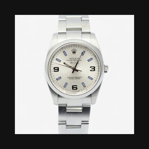 Rolex RolexOyster Perpetual 34 Air-King Blue Marker Men's Steel Watch with Warranty 2008 [U]