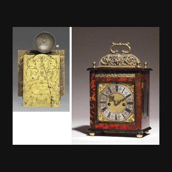 A William Iii Red Tortoiseshell A William III red tortoiseshell, ebonised and brass-mounted eight day striking table clock GEORGE STEVENS, LONDON. CIRCA 1690