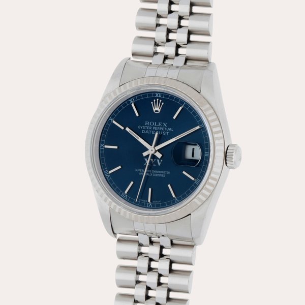 Rolex Datejust 'XXV', Reference 16234 | A stainless steel and white gold wristwatch with date and bracelet made for the 25th anniversary of service for Dubal Aluminum | Circa 1997