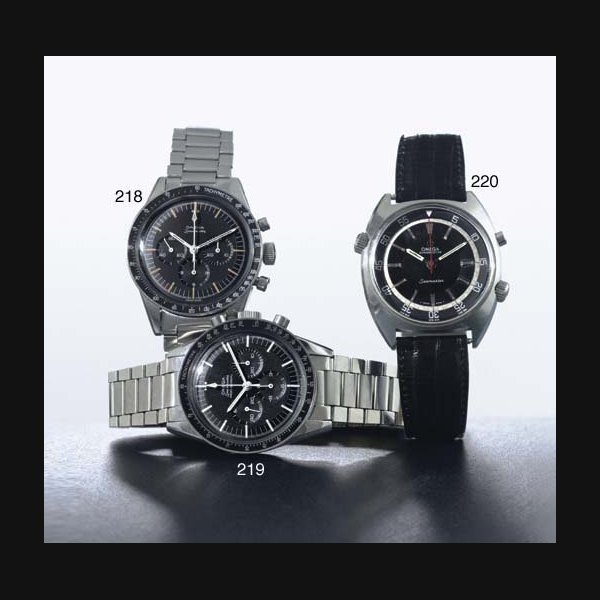 Omega OMEGA. A STAINLESS STEEL CHRONOGRAPH WRISTWATCH SIGNED OMEGA WATCH CO., "SPEEDMASTER", MOVEMENT NO. 25445344, CASE NO. ST105003-65, CIRCA 1965