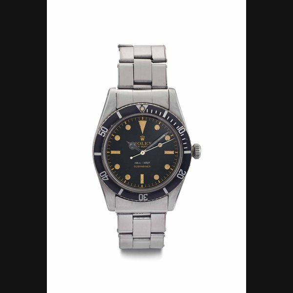 Rolex Rolex. A Fine and Rare Stainless Steel Automatic Diver's Wristwatch with Center Seconds and Bracelet SIGNED ROLEX, OYSTER PERPETUAL, 100M=330FT, SUBMARINER, REF. 5508, CASE NO. 360'030, CIRCA 1958