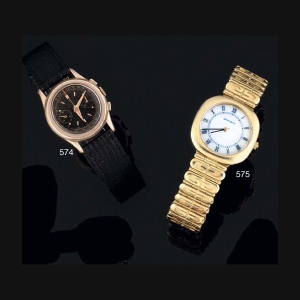 Rolex Rolex. A Small 18ct Pink Gold Chronograph Wristwatch with Black Dial SIGNED ROLEX CHRONOGRAPHE, ANTI-MAGNETIQUE, CASE NO 3055, CIRCA 1940