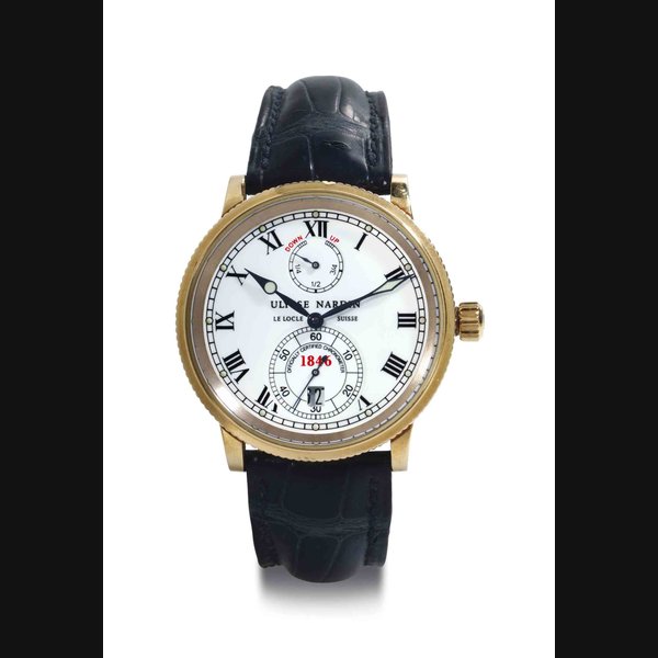 Ulysse Nardin. An 18k Pink Gold Automatic Wristwatch With Date And Up-Down Indication SIGNED ULYSSE NARDIN, LELOCLE, 1846, OFFICIALLY CERTIFIED CHRONOMETER, NO. 019, REF. 266-77, CIRCA 2006