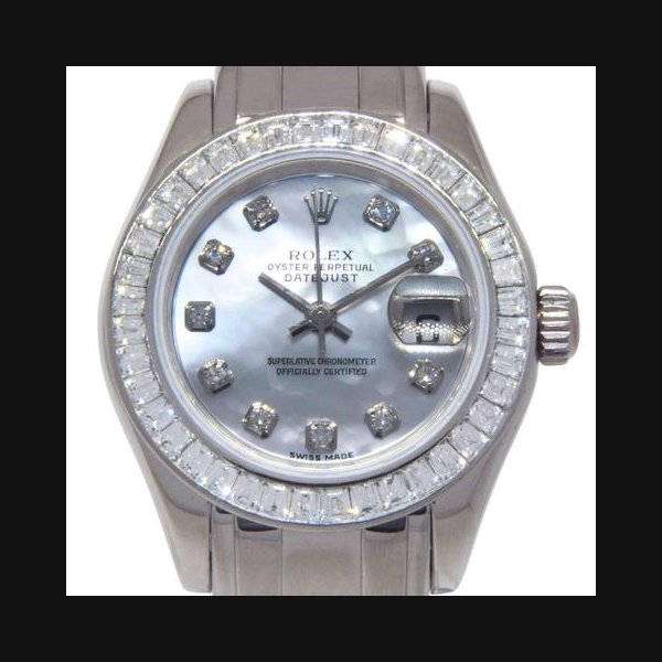 Rolex Lady-DatejustPearlmaster 18k White Gold MOP Diamond Ladies 29mm Watch +Box 80309 BRIL