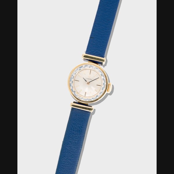 Gauthier 1962 Omega 18K Yellow Gold Textured Hooded Bar-lug Watch - Silver Dial Ref. G1058