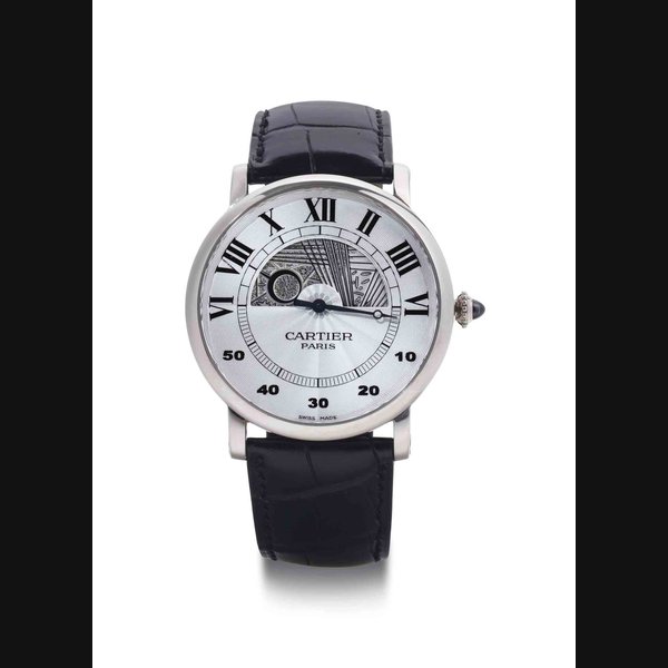Cartier Cartier. An 18k White Gold Retrograde Wristwatch With Night And Day Indication SIGNED CARTIER, NO. 089, ROTONDE NIGHT AND DAY MODEL, CIRCA 2009, Price & Market Data