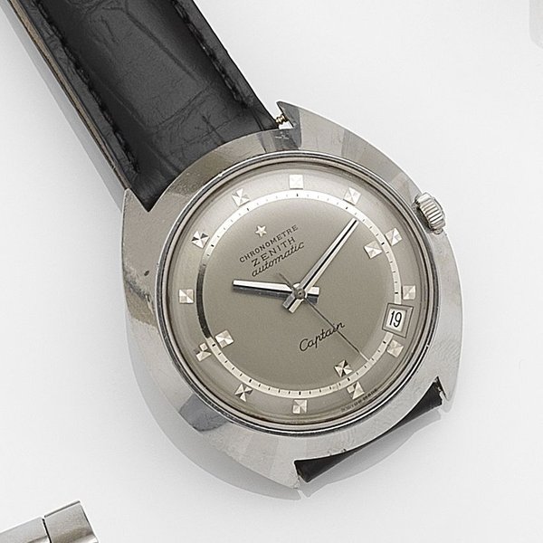 Zenith. A stainless steel automatic calendar wristwatch Captain, Case No.953A681, Movement No.06557584, Circa 1968