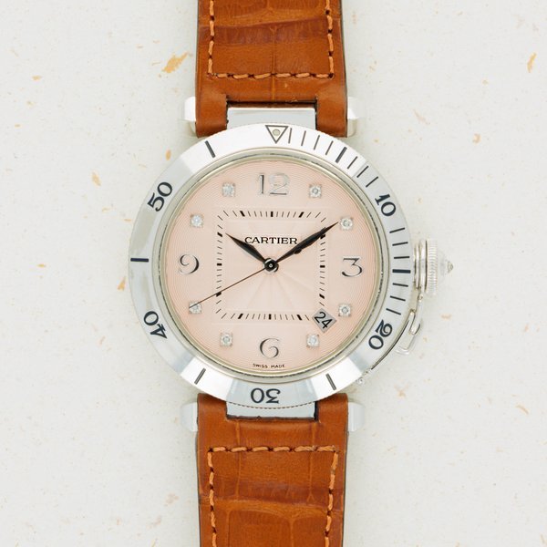 Cartier Cartier Pasha 2353 White Gold Salmon Diamond Dial Box and Papers 