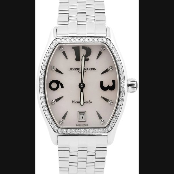 Ulysse Nardin PAPERS Ladies Ulysse Nardin Michelangelo MOP DIAMOND 32mm Steel 113-49/691 BOX