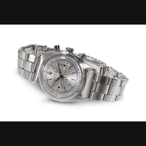 Rolex. A Fine And Rare Stainless Steel Chronograph Wristwatch With Bracelet SIGNED ROLEX, OYSTER CHRONOGRAPH, ANTI-MAGNETIC, REF. 4500, CASE NO. 427'084, CIRCA 1946