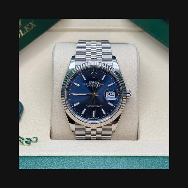 Rolex Datejust36 Blue Index Dial Stainless Steel Fluted Bezel Jubilee Bracelet Ref. 126234