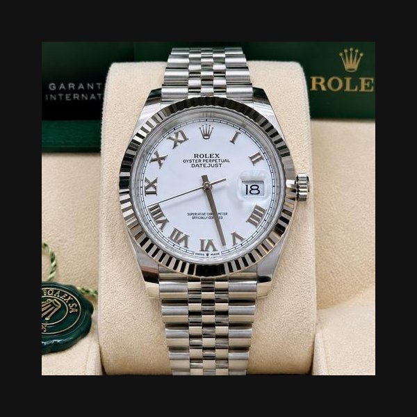 Rolex DatejustUnworn 2026 41mm White Roman Dial Fluted Bezel Jubilee Ref. 126334