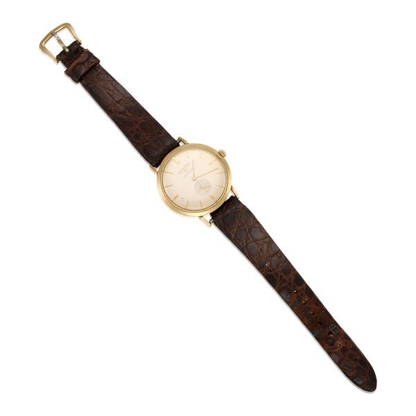 Longines LONGINES: 10K GOLD WATCH WITH LEATHER STRAP