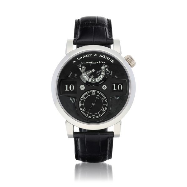 A. Lange & Söhne Lange Zeitwerk "Luminous Phantom", Reference 140.035/LS1402AD | A limited edition platinum jumping hour and minute wristwatch with power reserve indication, Circa 2011 | 朗格 Lange Zeitwerk "Luminous Phantom" 型號140.035/LS1402AD | 限量版鉑金跳時腕錶，備動力儲備顯示，約2011年製 · 140.035/LS1402AD