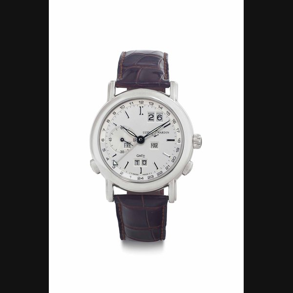 Ulysse Nardin. An 18k White Gold Automatic Perpetual Calendar Dual Time Wristwatch SIGNED ULYSSE NARDIN, REF. 320-22, NO. 046, MOVEMENT NO. 32.16.0208, CIRCA 2006