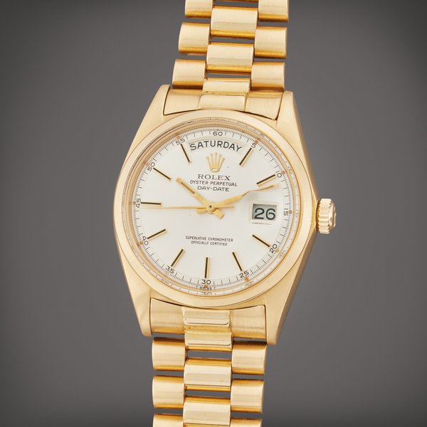 Rolex Reference 1803 Day-Date | A yellow gold automatic wristwatch with day, date, and bracelet, Circa 1968 · 1803