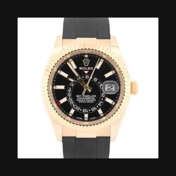 Rolex Sky-Dweller2021 Rolex Sky-Dweller 326238 18K Yellow Gold Black Oysterflex 42mm Box Papers