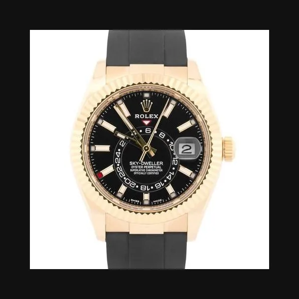 Rolex Sky-Dweller2021 Rolex Sky-Dweller 326238 18K Yellow Gold Black Oysterflex 42mm Box Papers
