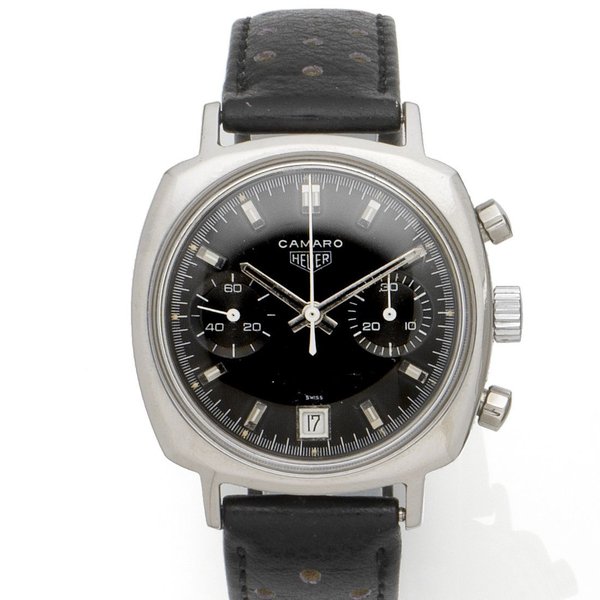 Heuer. A stainless steel manual wind chronograph wristwatch Ref:73443, Case No.212817, Circa 1970