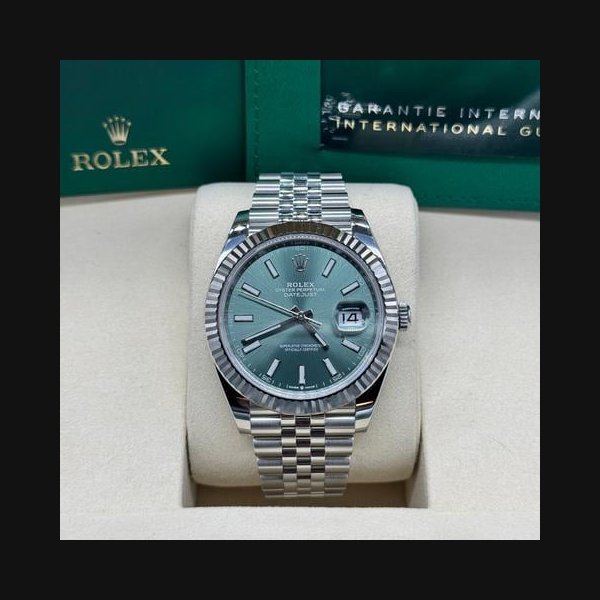 rolex Rolex Datejust 412023 Mint Green Index Jubilee Complete Box and Papers
