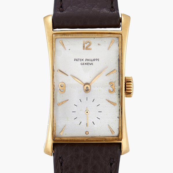 Patek Philippe 'Hour Glass', Reference 1593 | A yellow gold rectangular wristwatch | Made in 1956