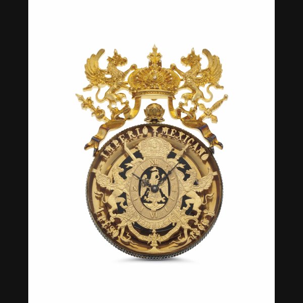 Paul Flato. An 18k Gold and Gilt 1866 Mexican Peso Pendant Watch SIGNED PAUL FLATO, IMPERIO MEXICANO, CIRCA 1970