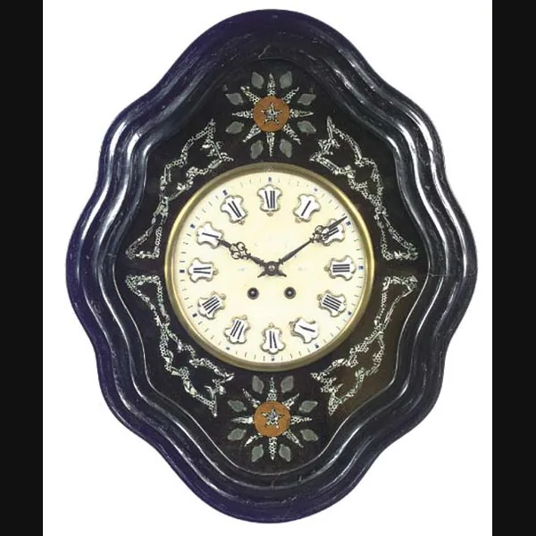 A Franche Comté 'oiel de boeuf' ebonised and marquetry inlaid striking wall clock, third quarter 19th Century