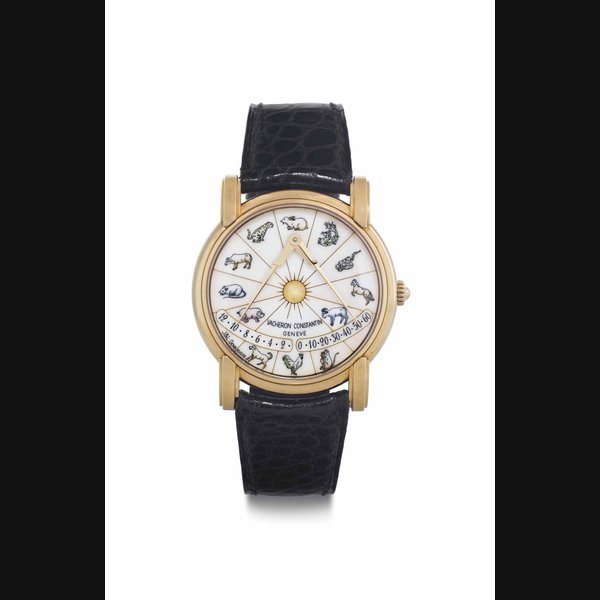 Vacheron Constantin Vacheron Constantin. A Fine and Rare 18k Gold Automatic Double Retrograde Wristwatch Depicting the Chinese Zodiac SIGNED VACHERON CONSTANTIN, GENÈVE, GERARD MERCATOR 1594-1994 MODEL, REF. 43050, MOVEMENT NO. 861'291, CASE NO. 684'302, MANUFACTURED IN 1998