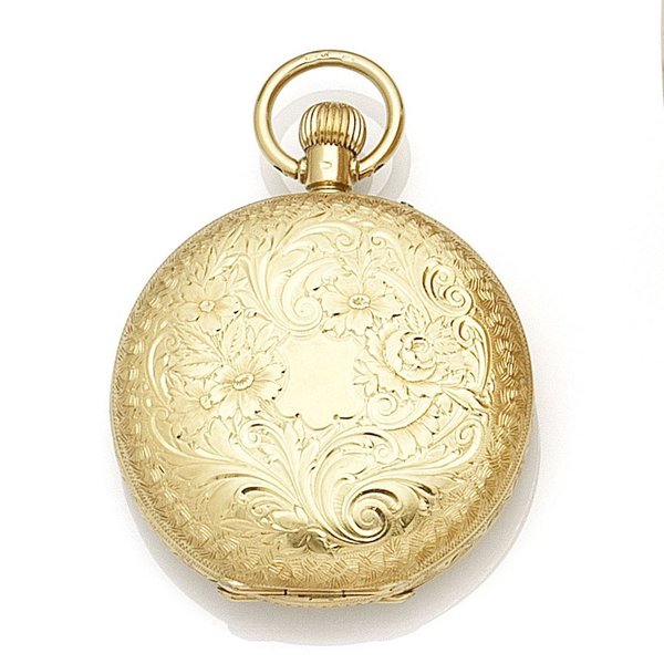 An 18K gold keyless wind full hunter pocket watch Case No.220003, Circa 1900