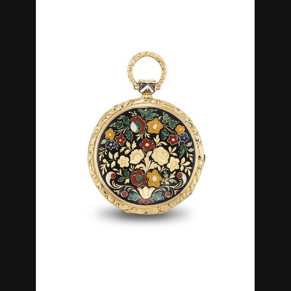 Vacheron Constantin VACHERON CONSTANTIN. A GOLD AND ENAMEL OPENFACE KEYWOUND CYLINDER WATCH SIGNED VACHERON & CONSTANTIN, NOS. 639 AND 6395, CIRCA 1840