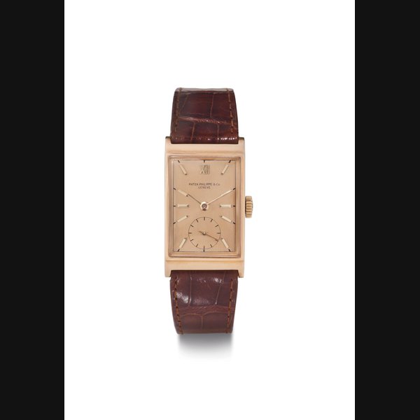 Patek Philippe. A Fine 18k Pink Gold Rectangular Wristwatch SIGNED PATEK PHILIPPE, GENÈVE, REF. 1442, MOVEMENT NO. 834'004, CASE NO. 623'039, MANUFACTURED IN 1941
