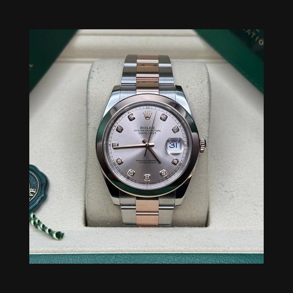 Rolex Datejust41 NEW 2026 Sundust Diamond Dial Two Tone Rose Gold Smooth Bezel Oyster Bracelet Ref. 126301