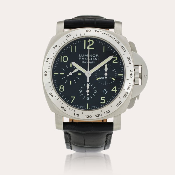 Panerai Reference PAM00196 Luminor Daylight | A limited edition stainless steel automatic chronograph wristwatch with date, Circa 2006